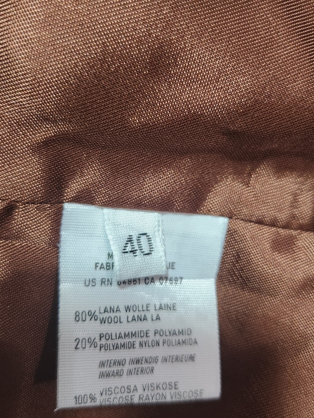 Vintage 90s Benetton Wool Herringbone Blazer Brown Size 6 Made In Italy - Picture 11 of 15